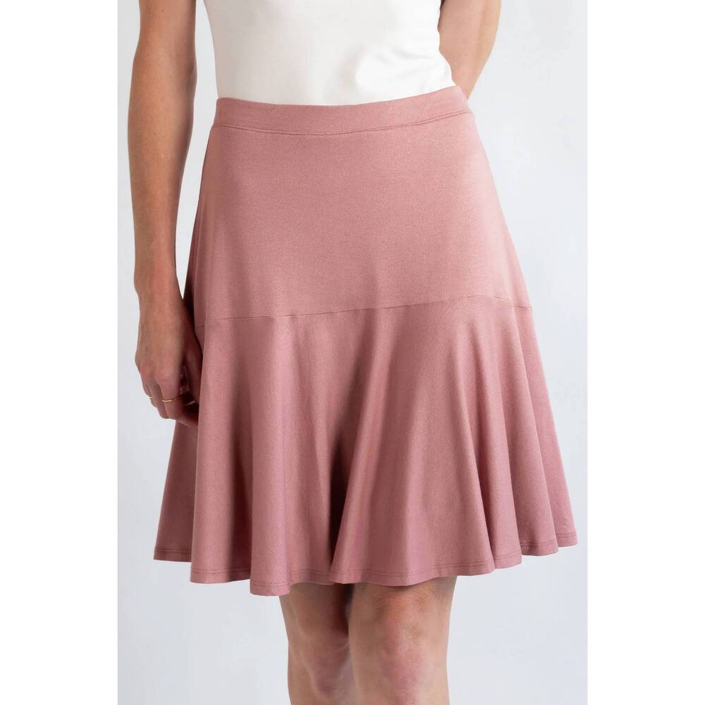 NEW REVIR knit crepe wilder skirt in faded rose